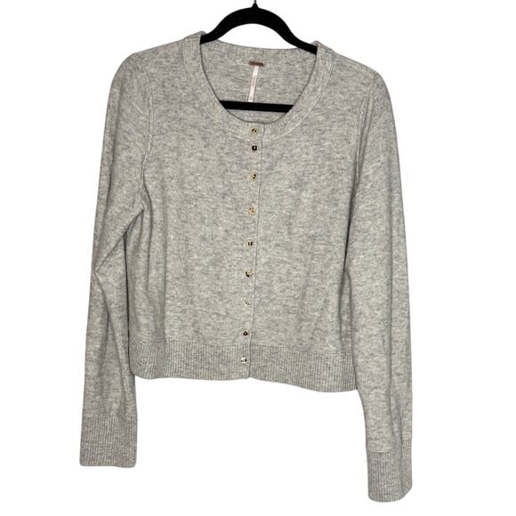 Free People Sweaters - Free People Cashmere Wool Gray Solid Cardigan Sweater Size XL